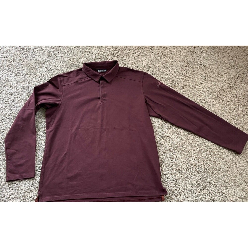 Arc’teryx Captive Polo Long Sleeve Shirt Men’s Large 1/4 Snap Closure Burgundy
